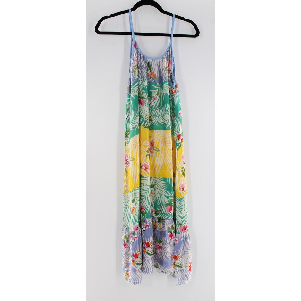 Vince Camuto Color Block Tropical Print Caftan Kimono Cover-Up Top #K215 - Picture 3 of 4